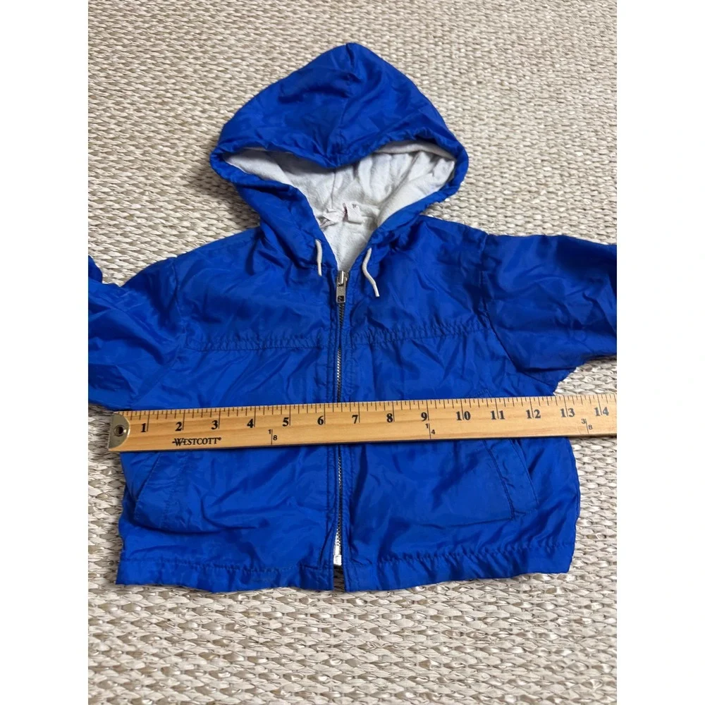 Vintage Blue Hooded Windbreaker Jacket Toddler 24M Lining 80's skate surf Retro